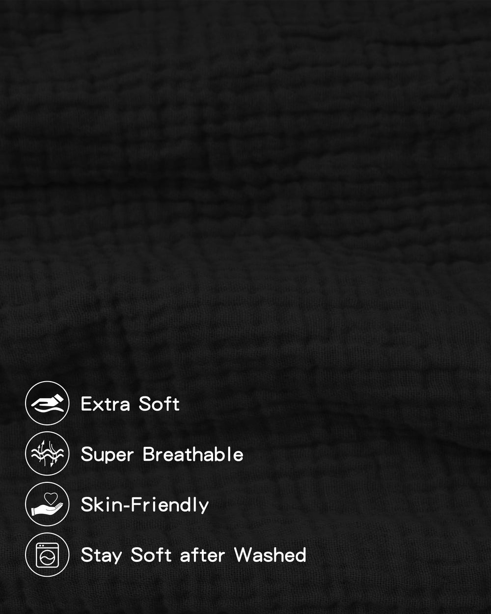 Close-up of Pro Goleem muslin texture, ultra-soft feel for baby's skin