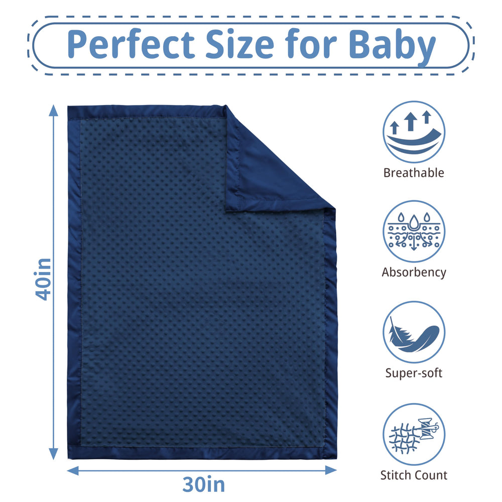 Pro Goleem navy blue 30x40 blanket ready for crib and stroller