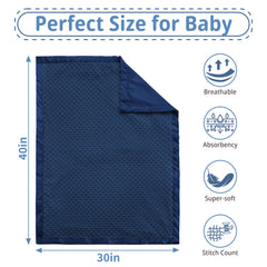 Pro Goleem navy blue 30x40 blanket ready for crib and stroller