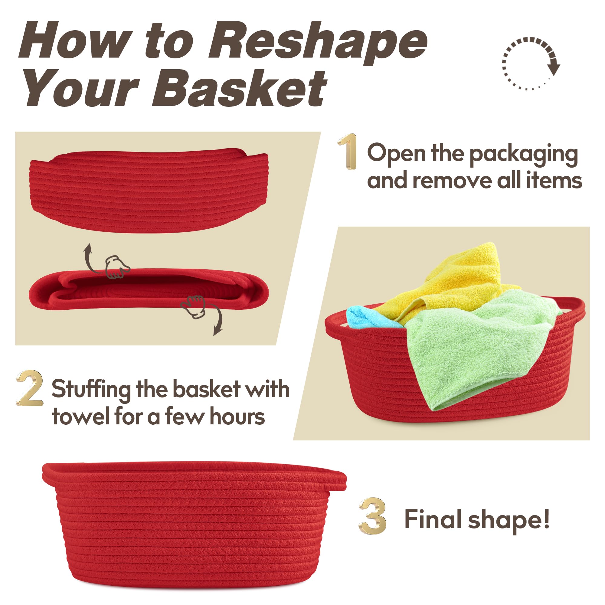 Pro Goleem red basket adds bright organization to any room.