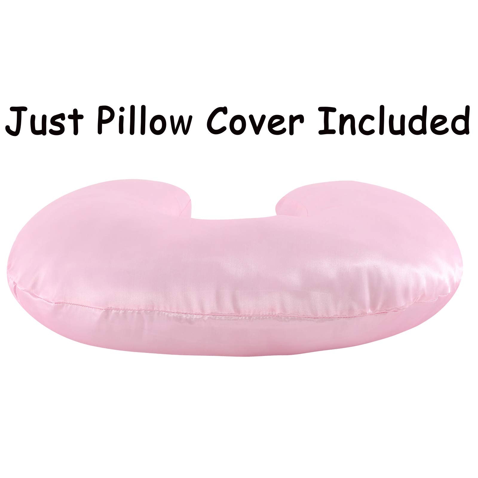 Pro Goleem pink satin slipcover, showcasing compatibility with standard infant nursing pillows.