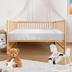 Pro Goleem satin soft crib sheet in white enhances nursery calm