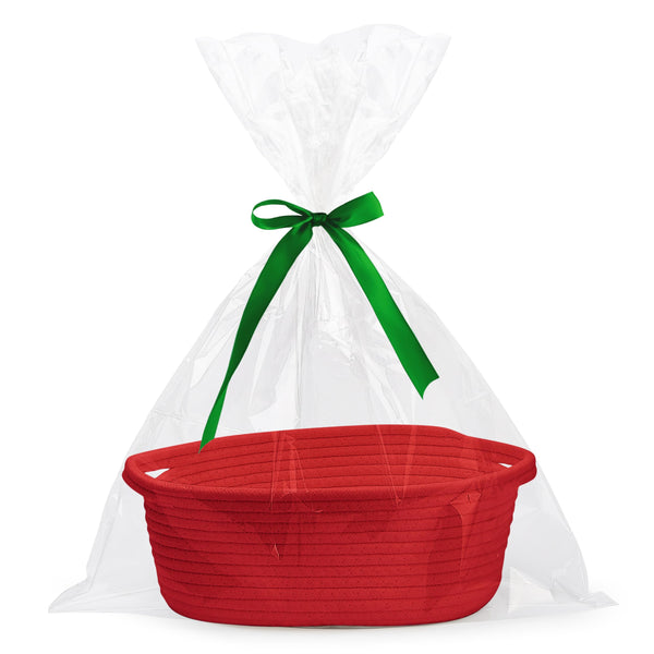 Pro Goleem small woven basket with gift bag and ribbon for ready to gift presentation.