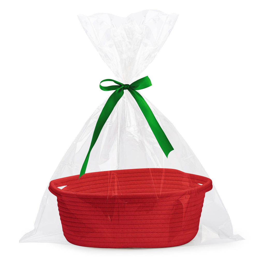 Pro Goleem small woven basket with gift bag and ribbon for ready to gift presentation.