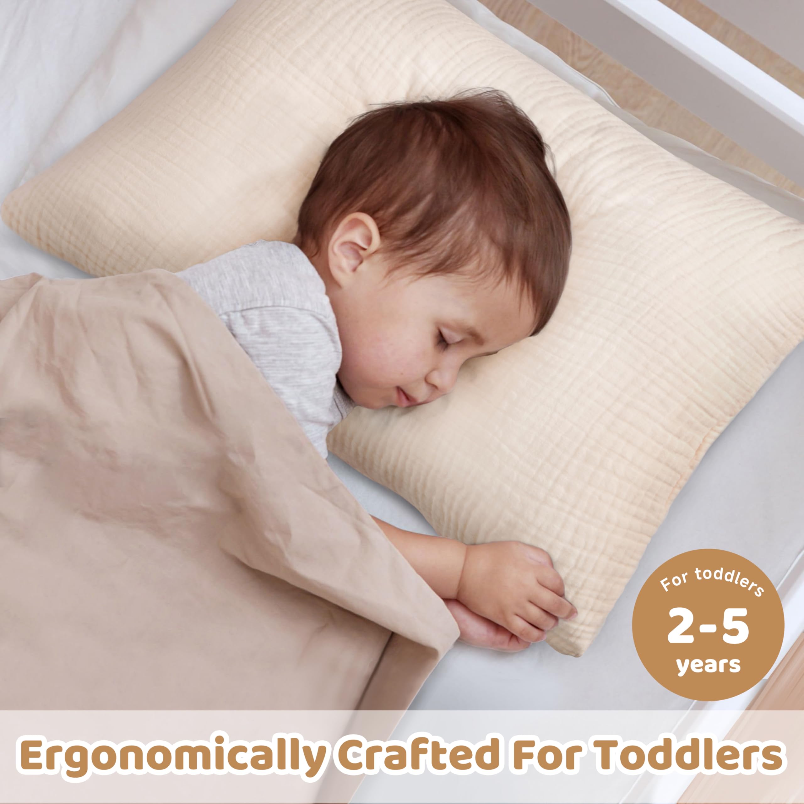 Ergonomic design of Pro Goleem toddler pillow supports gentle head and neck comfort