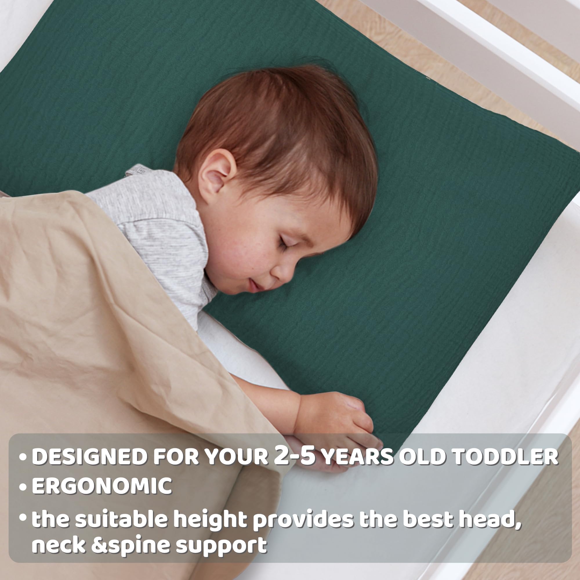 Pro Goleem toddler pillow ready for travel in the 13x19 compact size