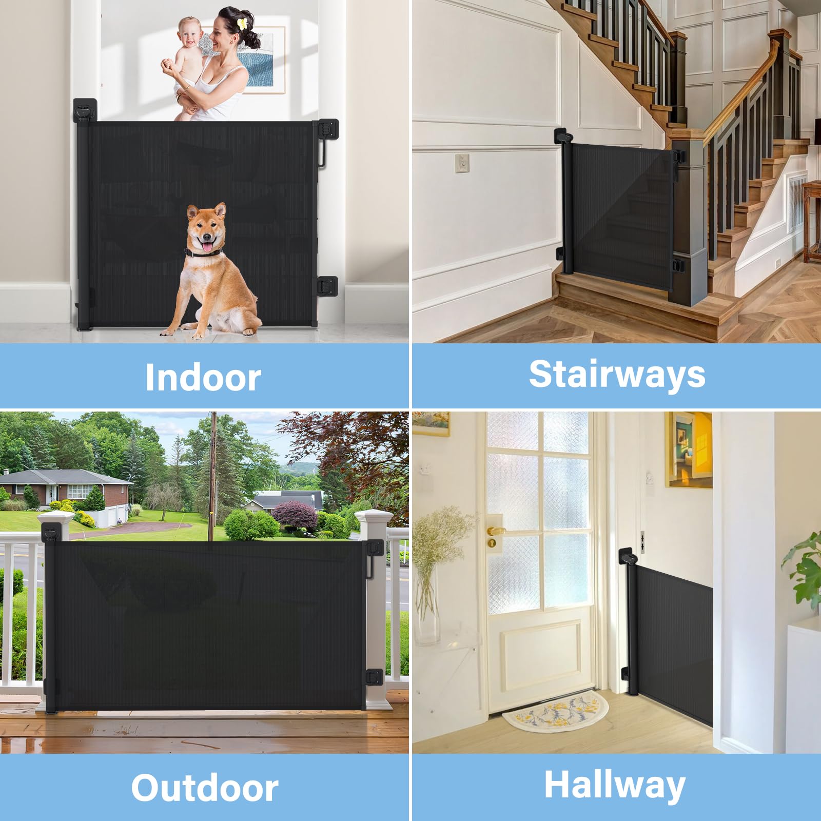 PRObebi retractable gate baseboard adjustment enables floor-friendly fit