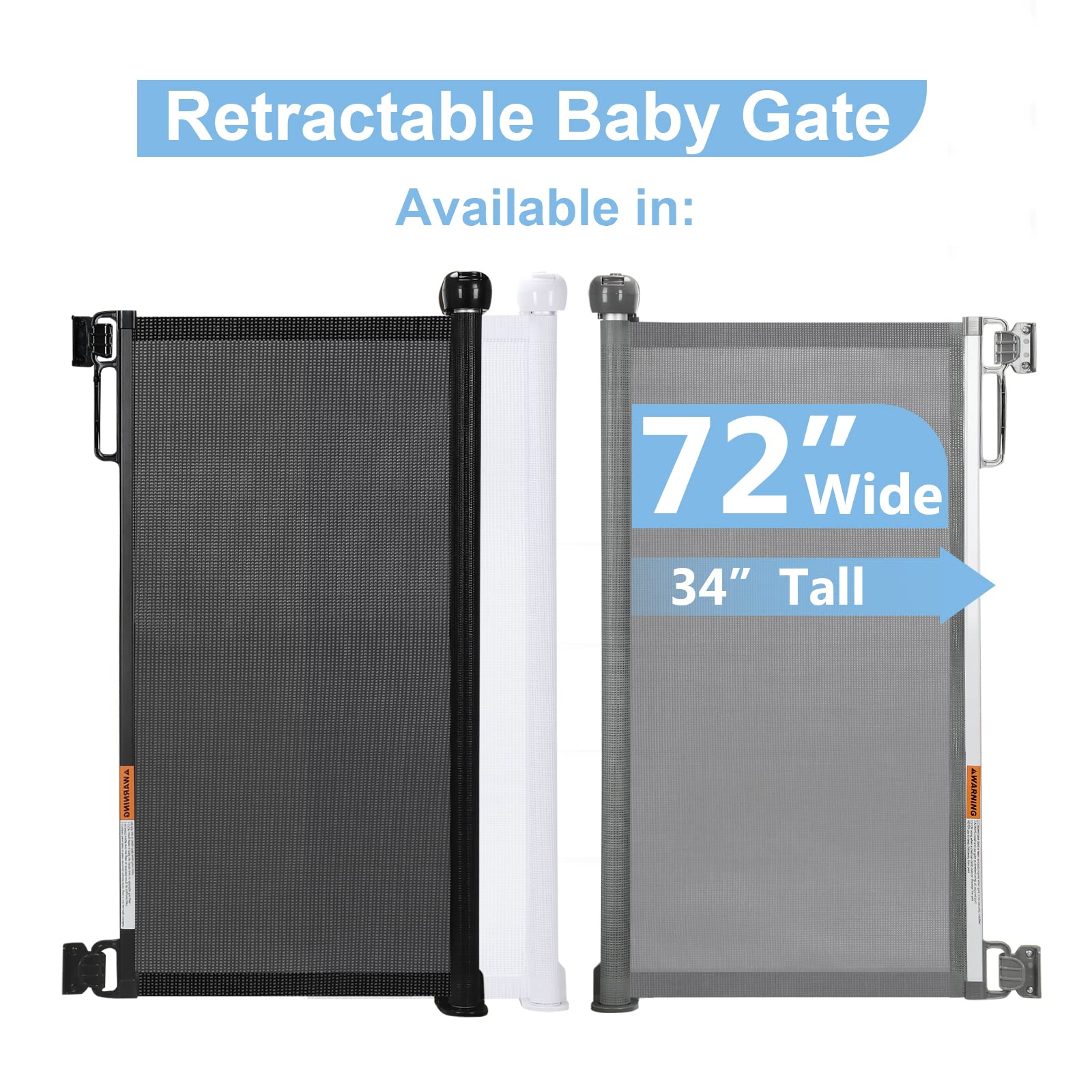 PRObebi retractable gate extended to 72 inches for wide doorways