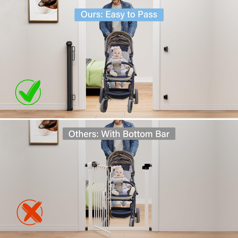 probebi retractable gate for outdoor deck keeps pets secure.