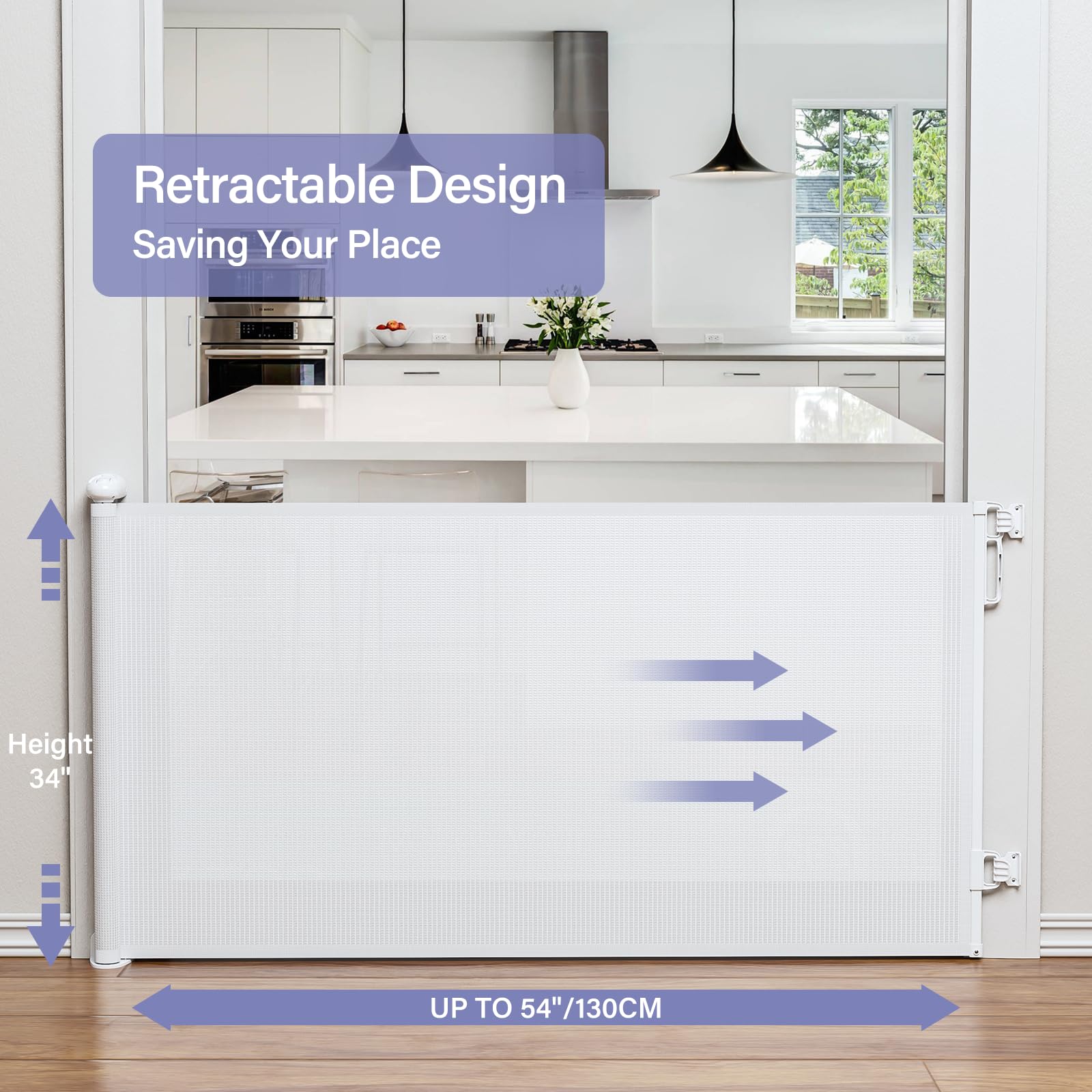 PRObebi retractable gate with safety color indicator shows lock status