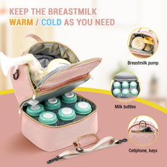 ProCase breast pump bag bottom compartment fits bottles or snacks for busy days.