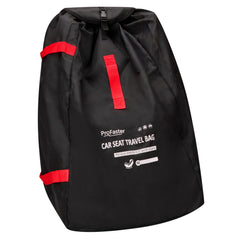 ProFaster car-seat bag shows universal size for easy gate check travel.