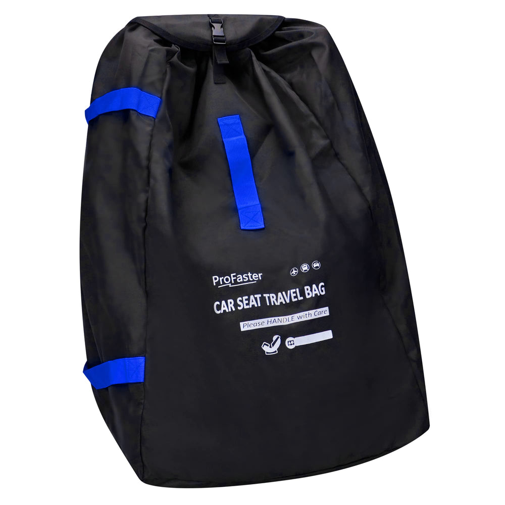 ProFaster car seat travel bag blue, universal fit for most seats and easy handling