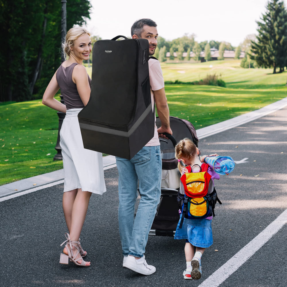 ProFaster car seat travel bag includes diaper-space pocket for essentials