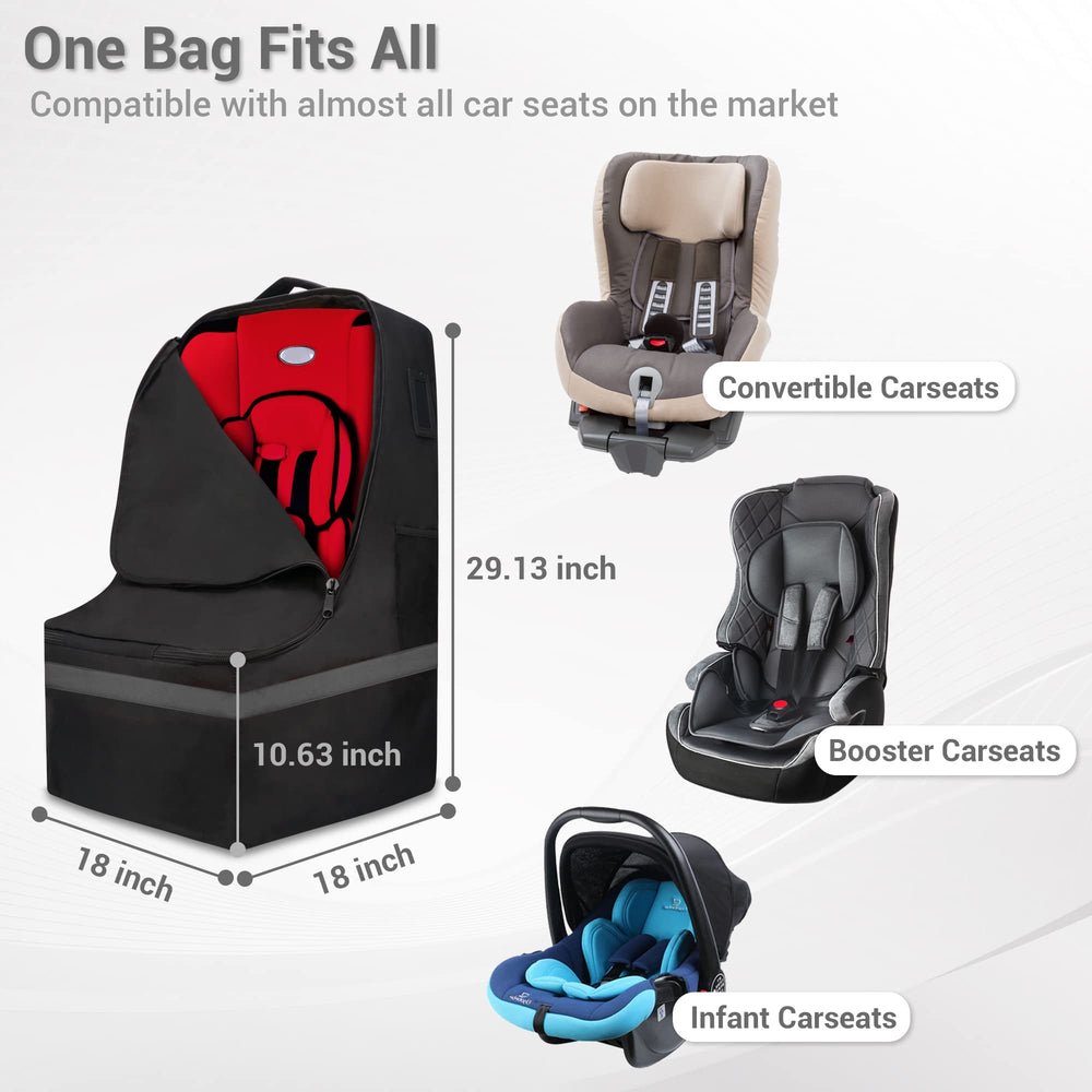 ProFaster car seat travel bag gray back view highlighting sturdy construction