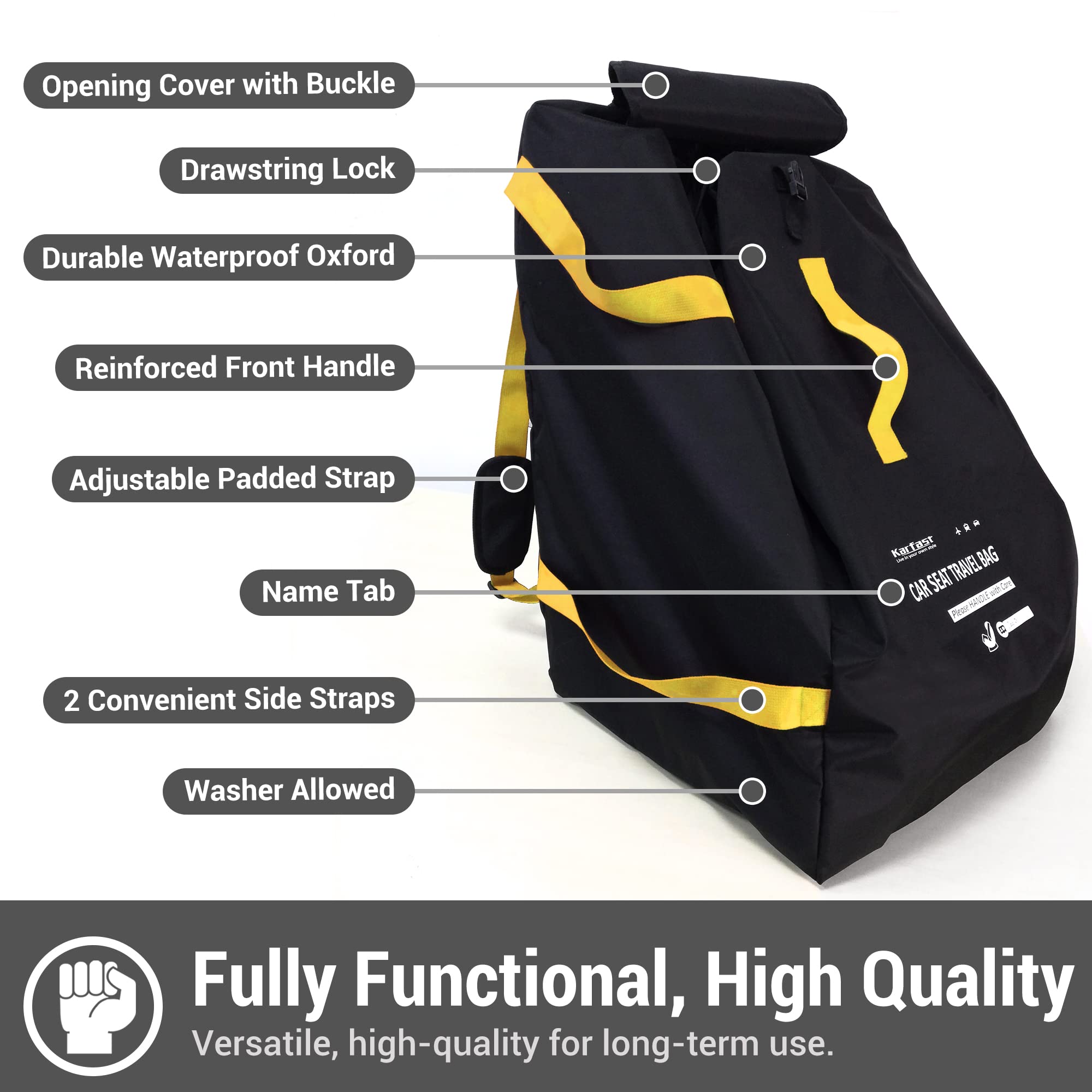ProFaster Karfast bag sized 34x18x18 inches fits many seats