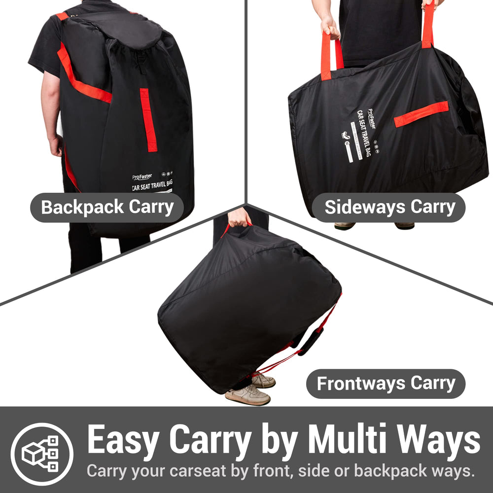 ProFaster padded backpack straps enable comfortable hands-free airport carrying.