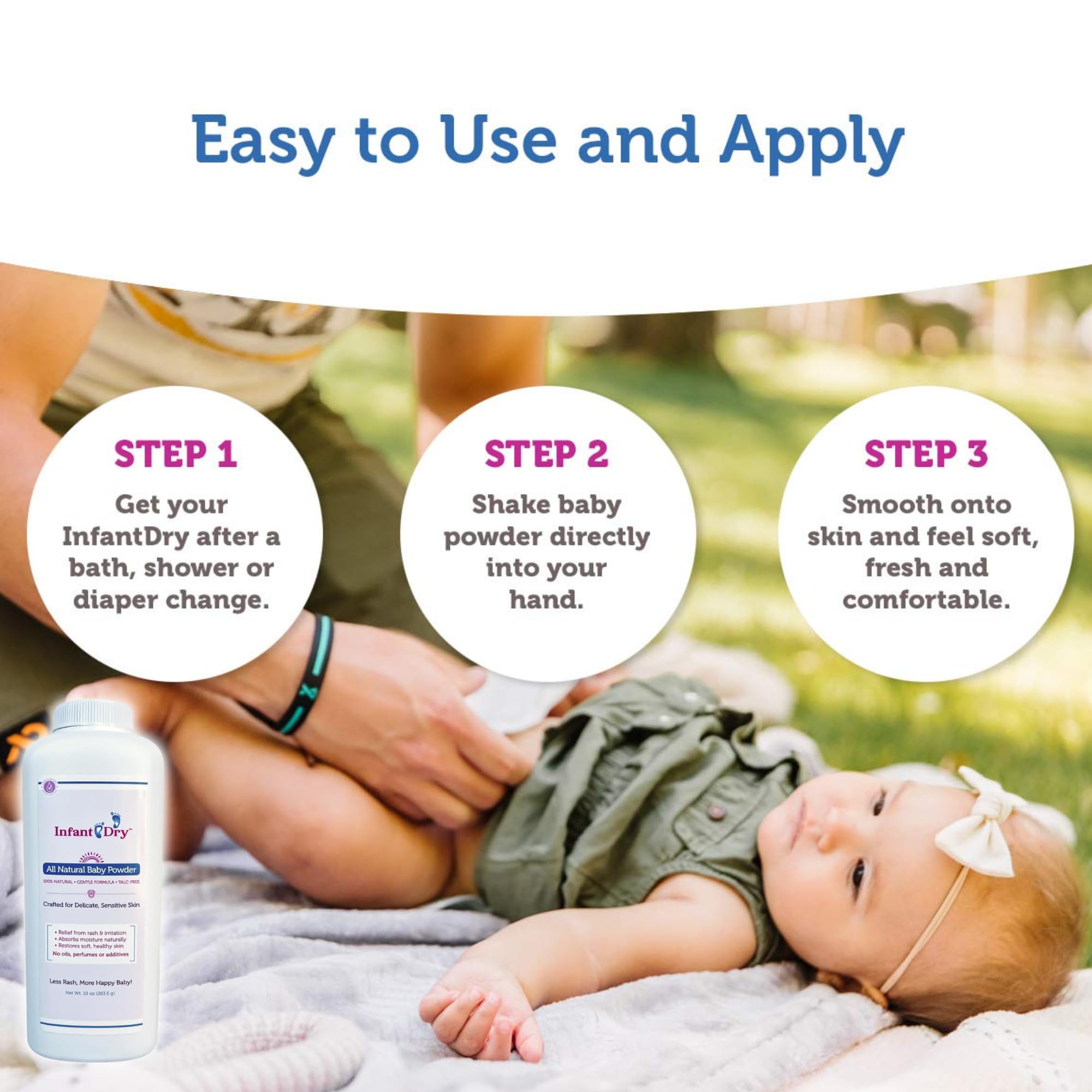Natural ingredients provide supportive care for diaper area needs.