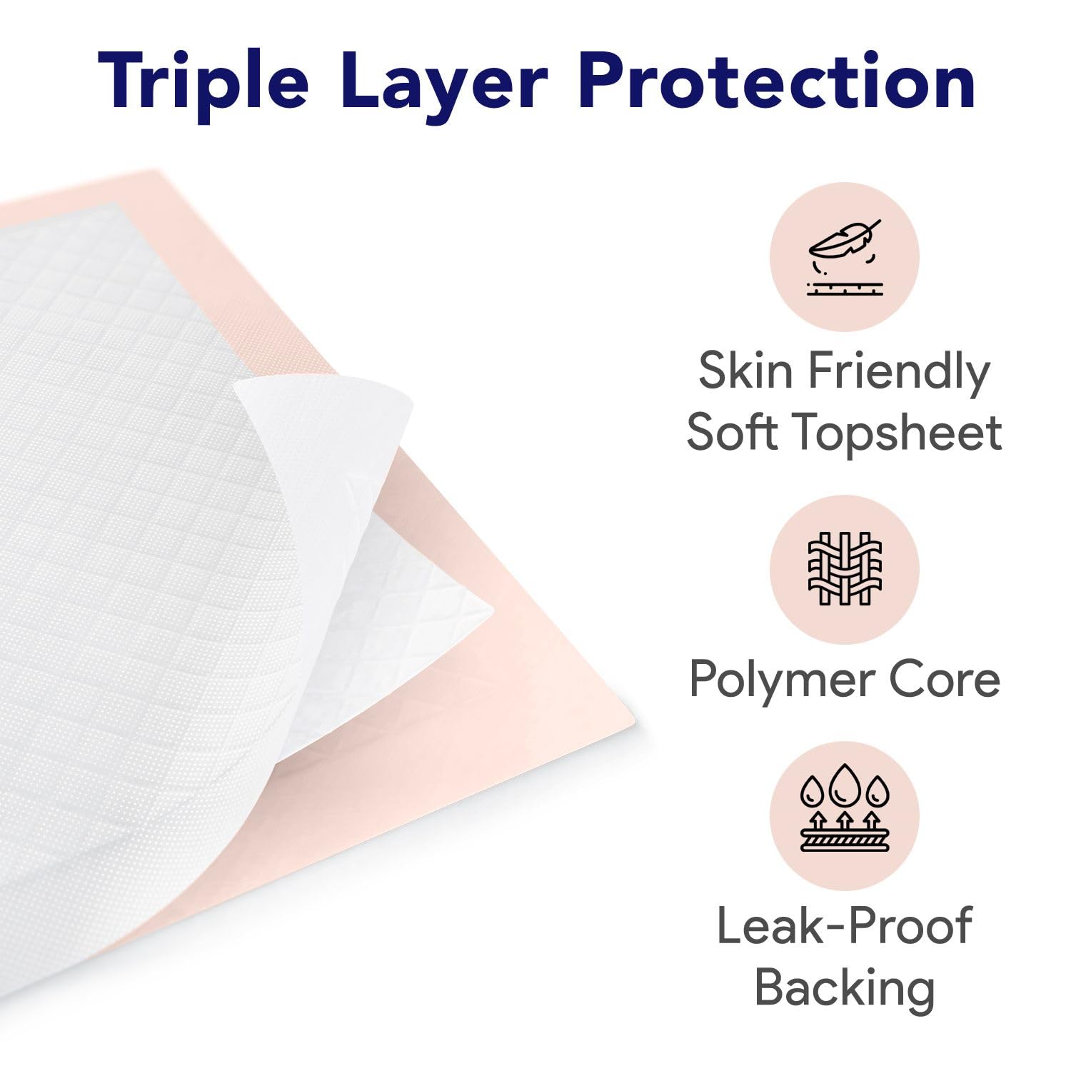 ProHeal underpads top-detail shows cloth-like surface for gentle skin contact.
