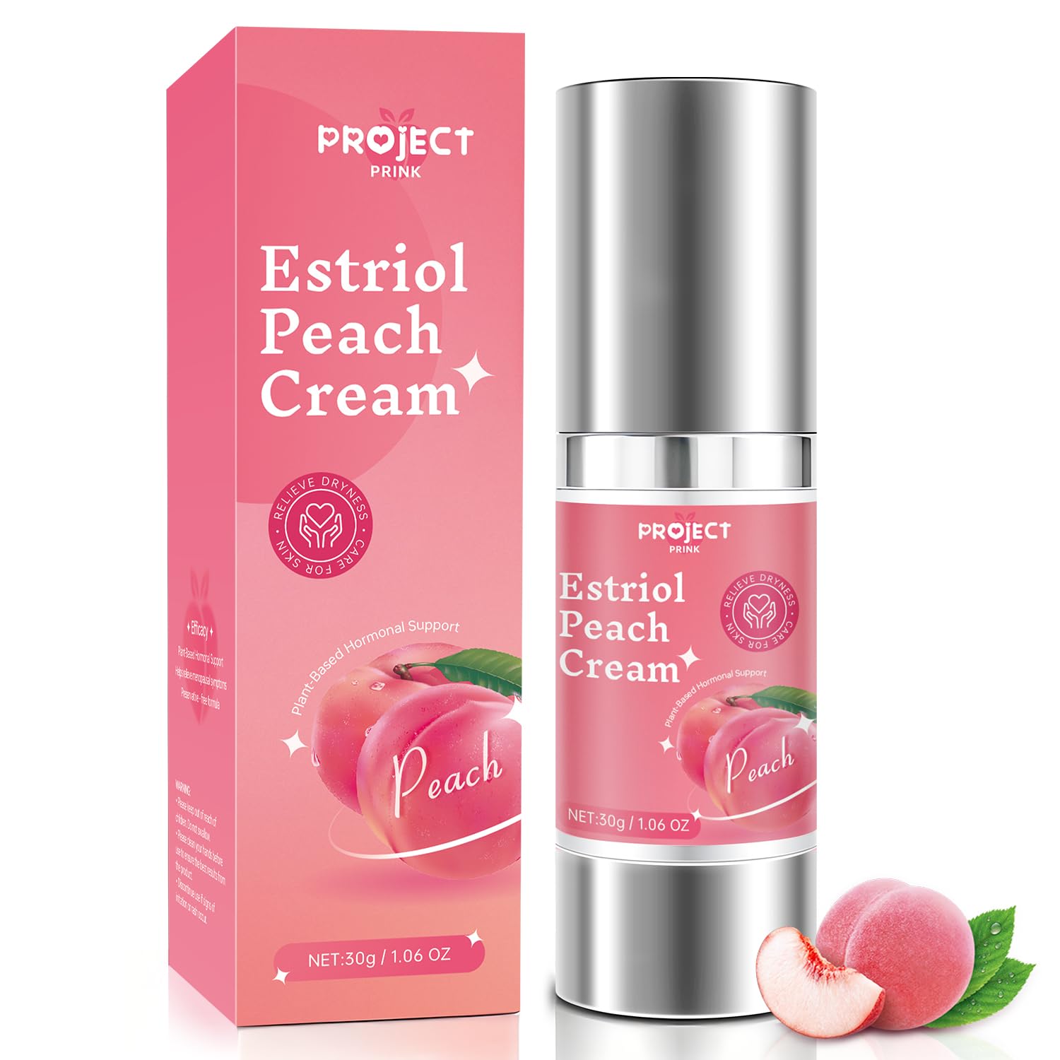 PROJECT PRINK Silky Peach Cream bottle demonstrating gentle vaginal hydration