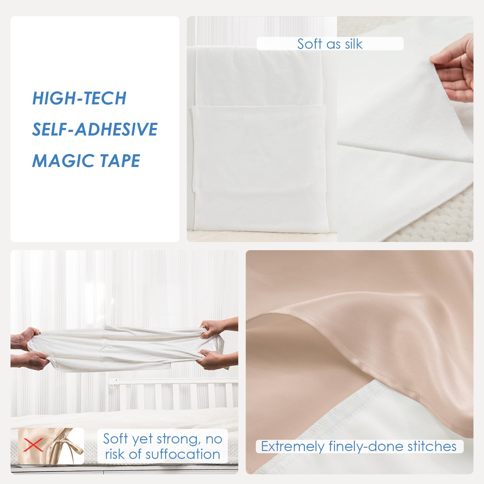 PROMEED infant-safe magic tape ensures secure attachment on most cribs