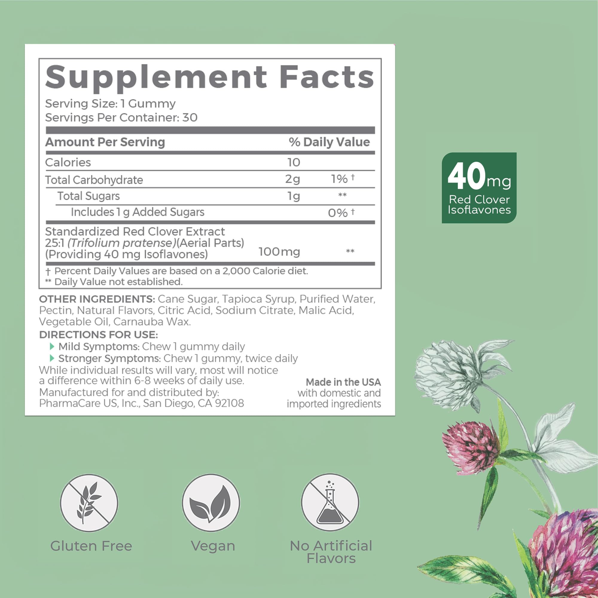 Promensil Red Clover Gummies texture close-up highlighting soft chew and hibiscus flavor.