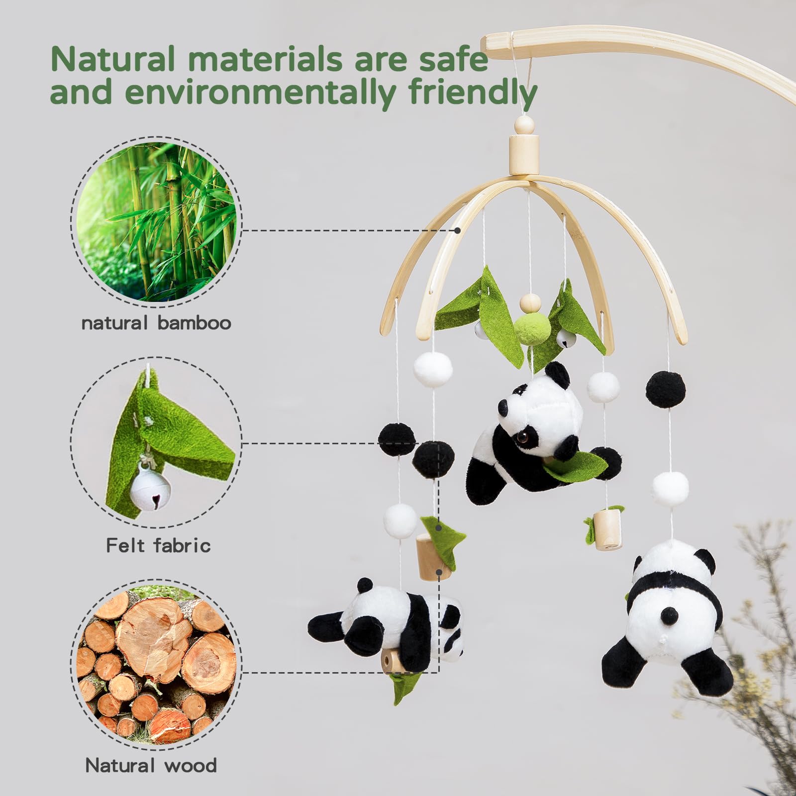Soft textile crib mobile by Promise Babe complements modern nurseries.