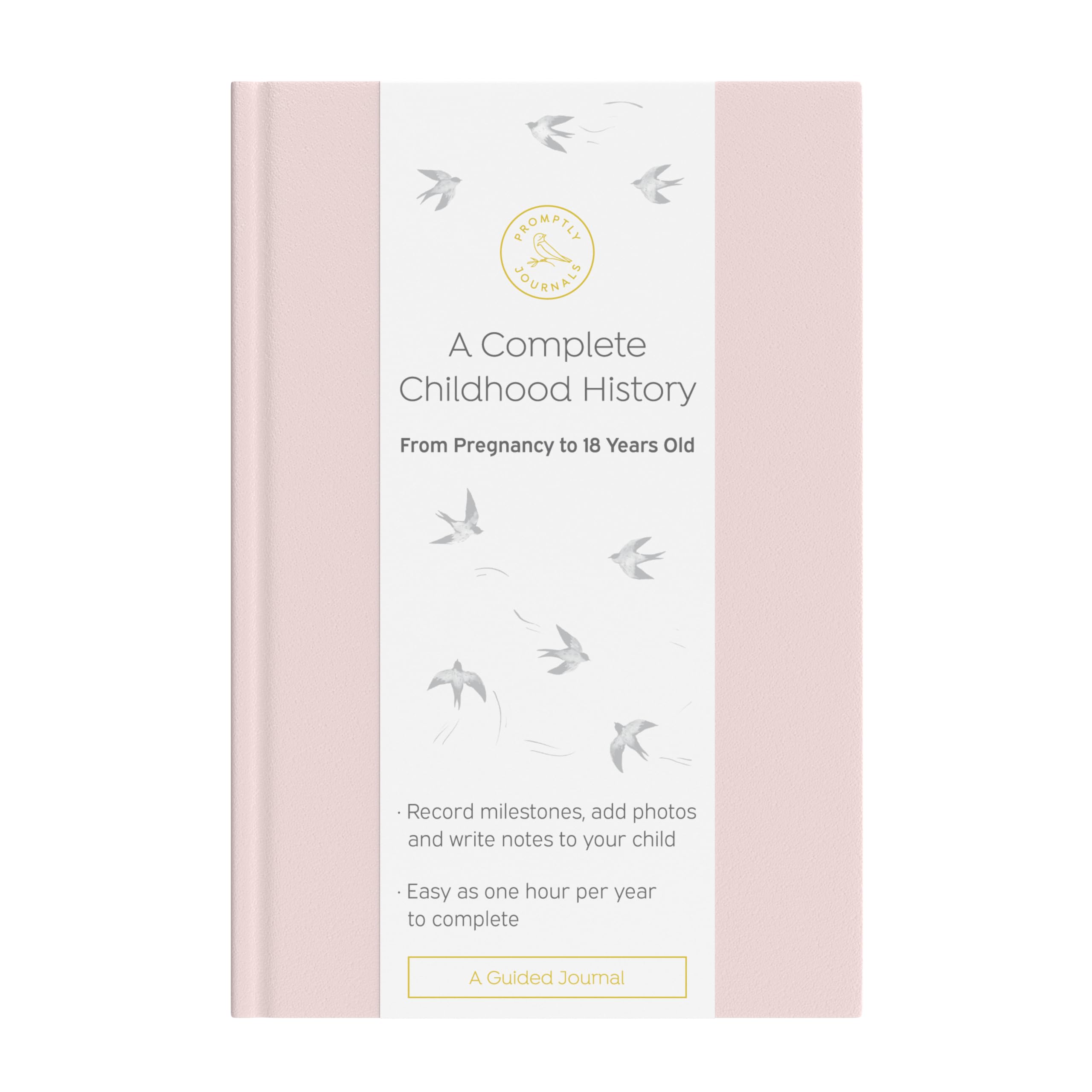 Promptly Journals baby book cover with embossed leatherette for lasting keepsake