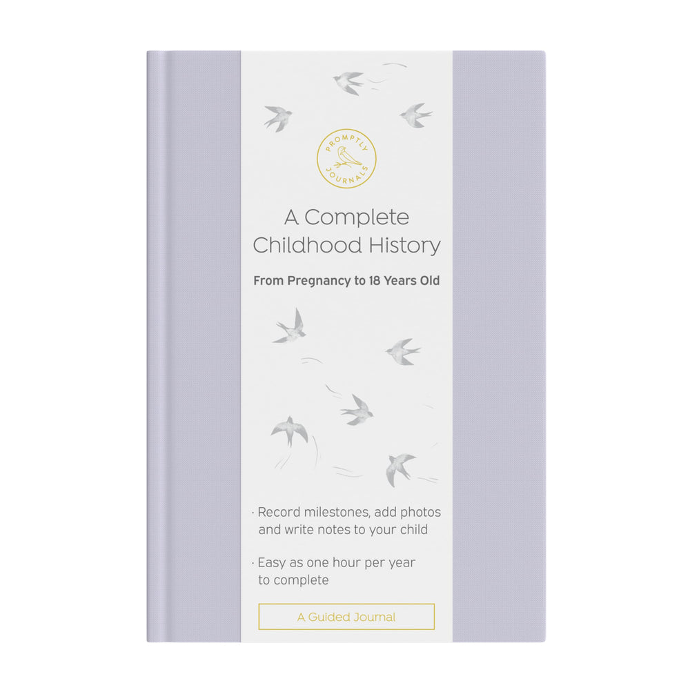Promptly Journals lavender linen cover for a timeless keepsake