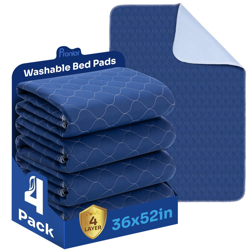 Pronior bed pad navy 36x52 protects mattresses from leaks and spills.