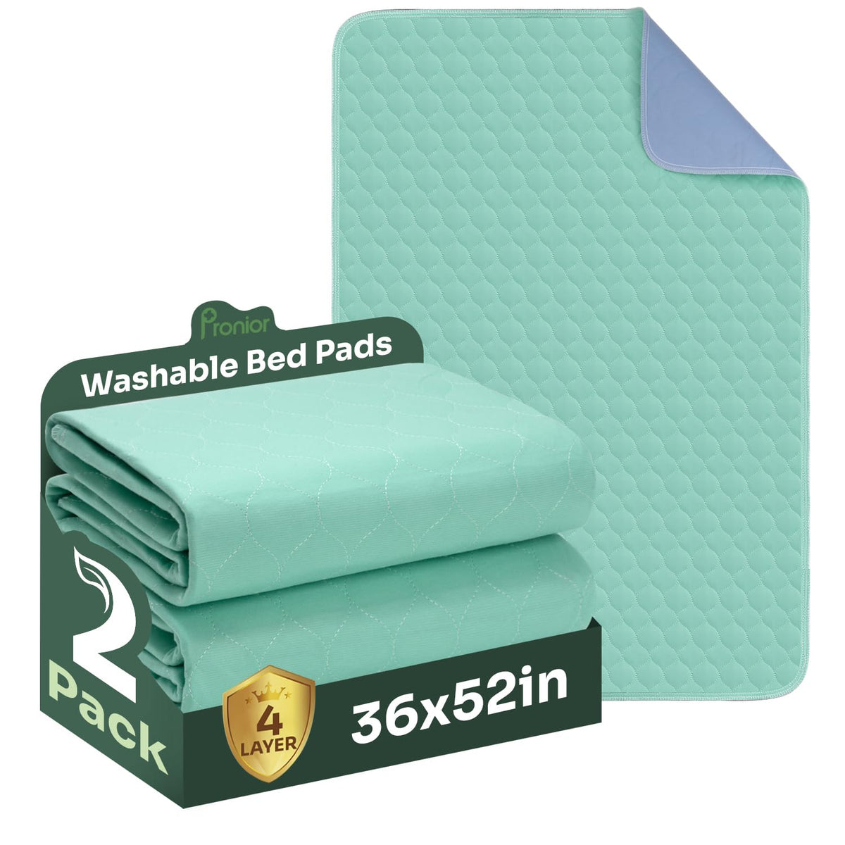 Pronior Hide Stains Bed Pad close-up shows four-layer protection for reliable absorption