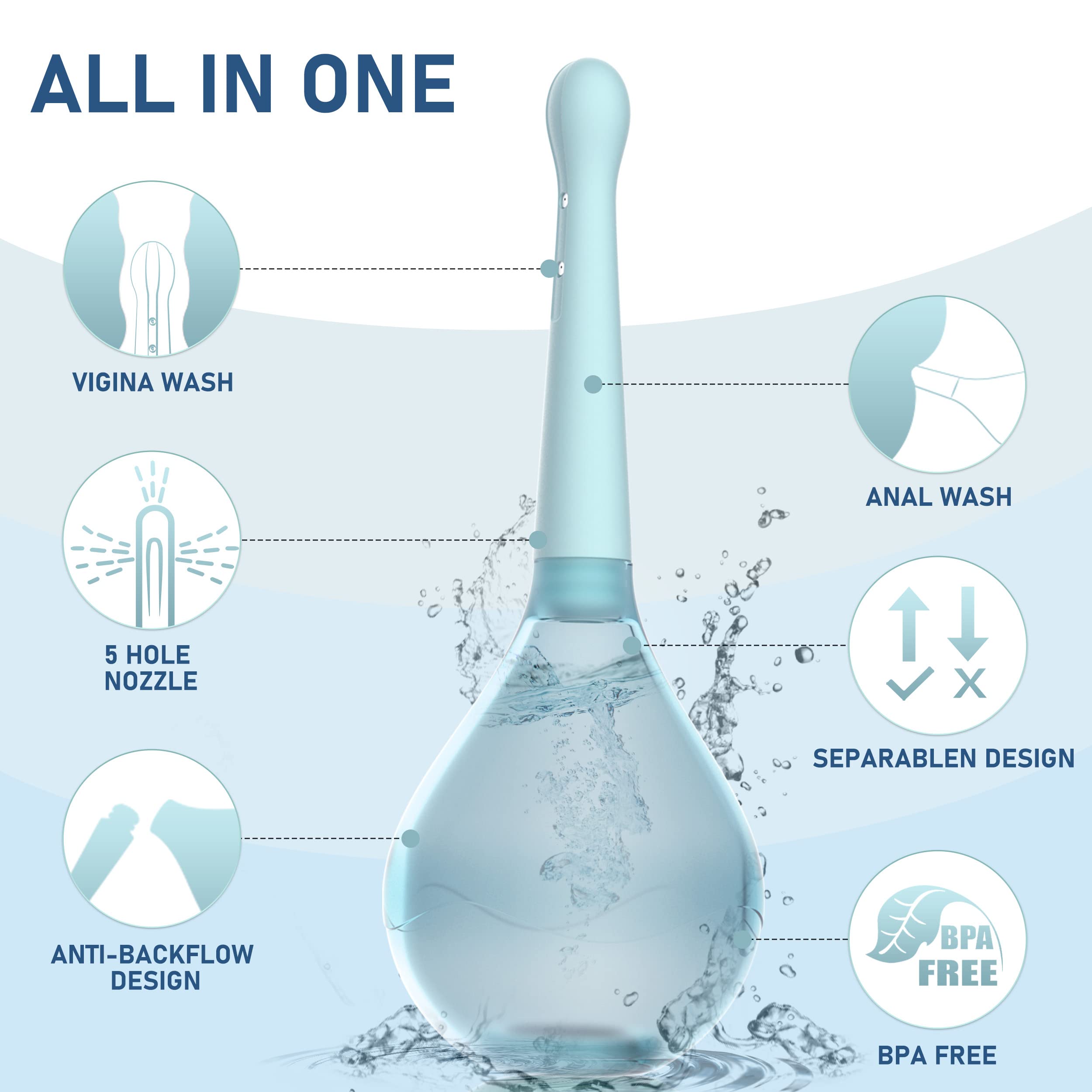 Propodusche anal enema bottle with five spouts offering versatile cleansing options.