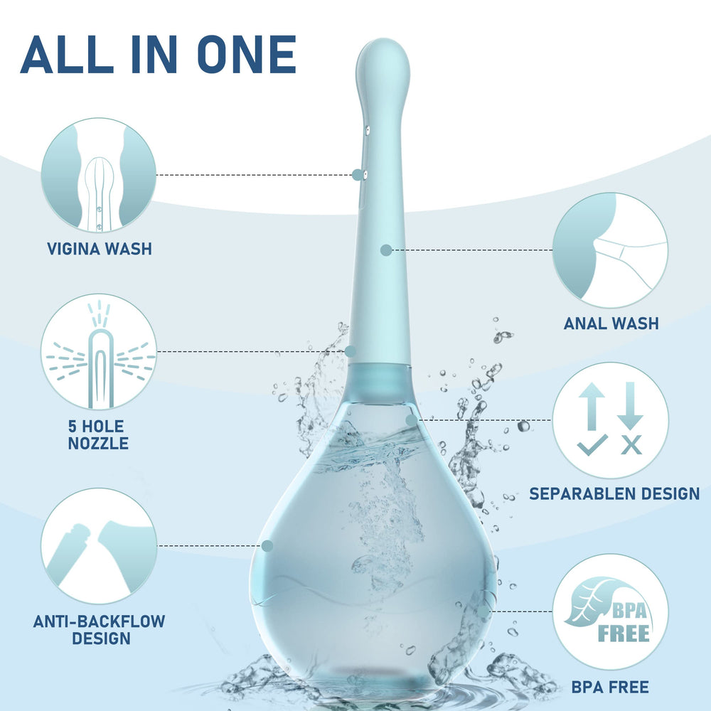 Propodusche anal enema bottle with five spouts offering versatile cleansing options.