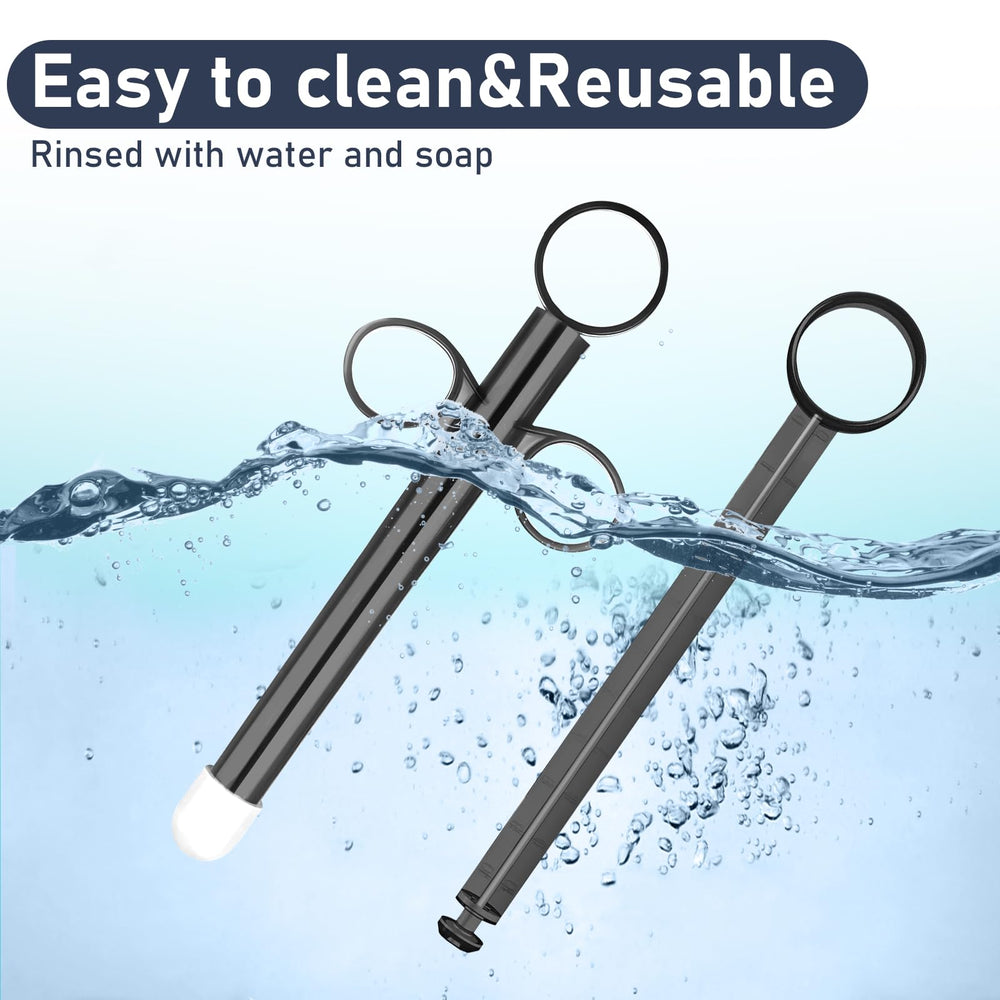 PropoDusche syringe with finger ring for precise, mess-free dispensing.