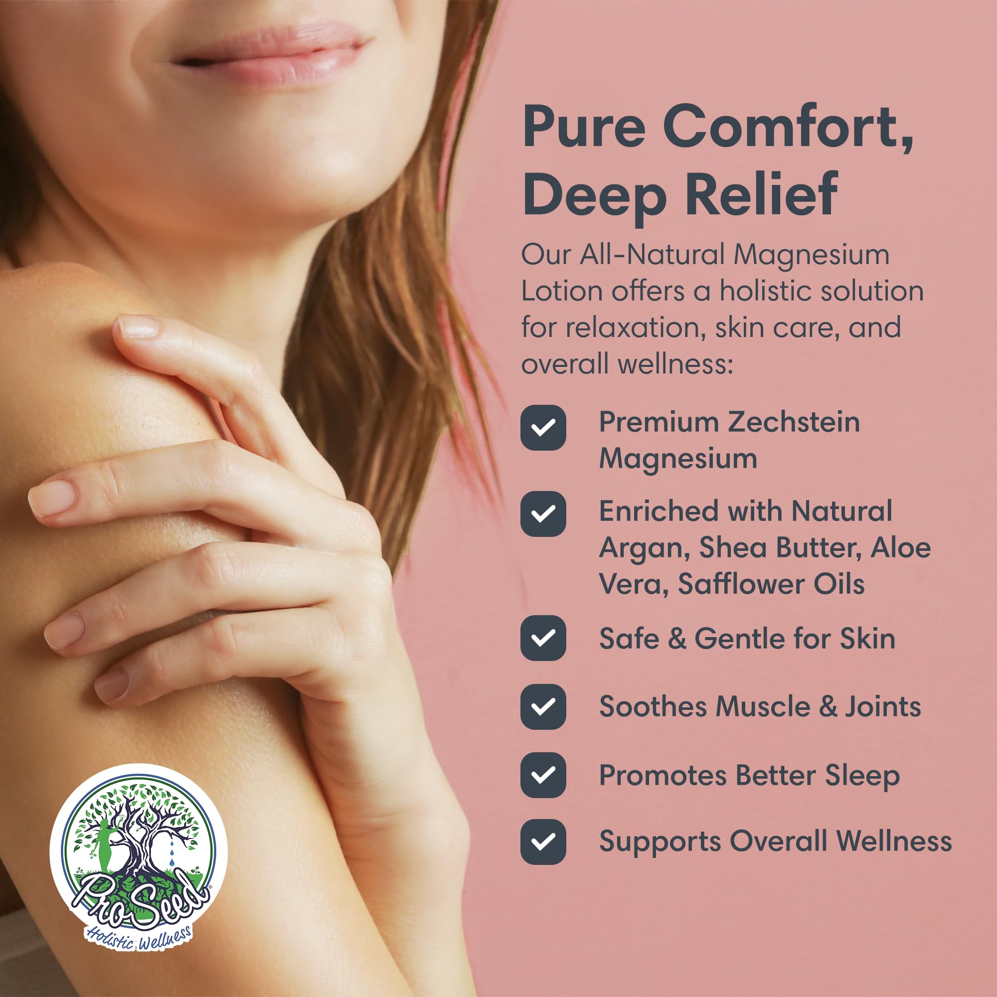 ProSeed bedtime scene suggests a relaxing nightly routine with lotion.