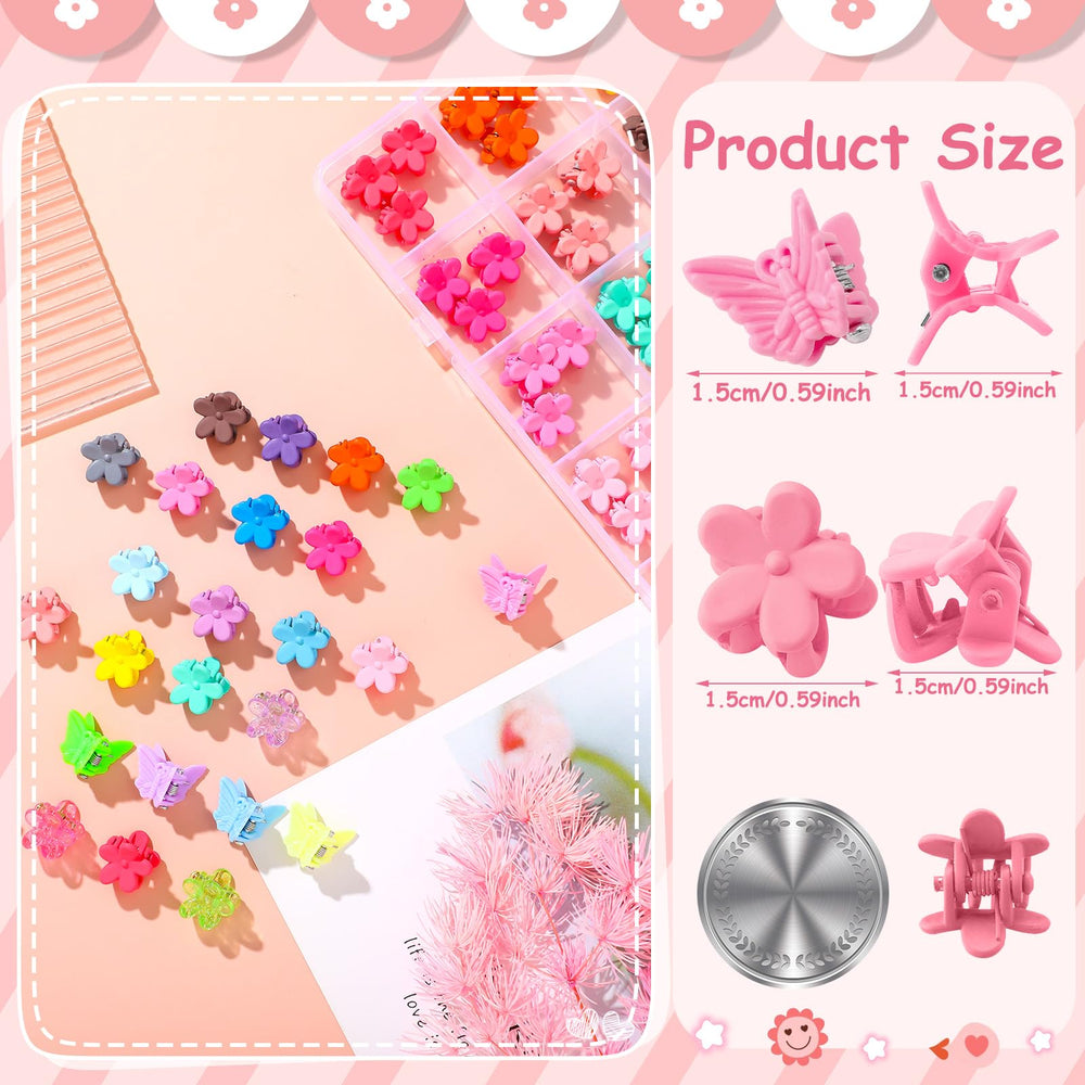 ProSuites 28 colors mini flower and butterfly clips - bright finishes for matching outfits.
