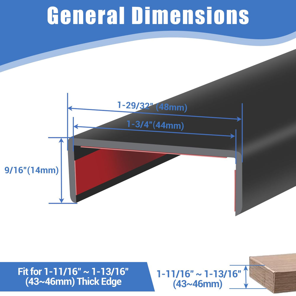 Protalwell EPDM edge band protector with three-sided adhesive for durable cabinet edges