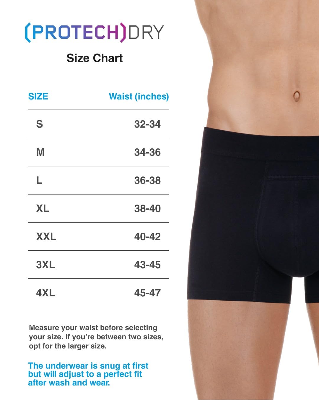 PROTECHDRY post-prostatectomy protection supports discreet wear.
