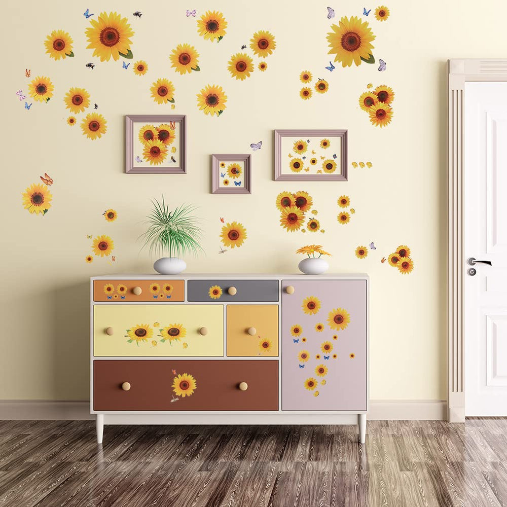 Prudiut removable sunflower wall sticker ideal for kitchen and bath