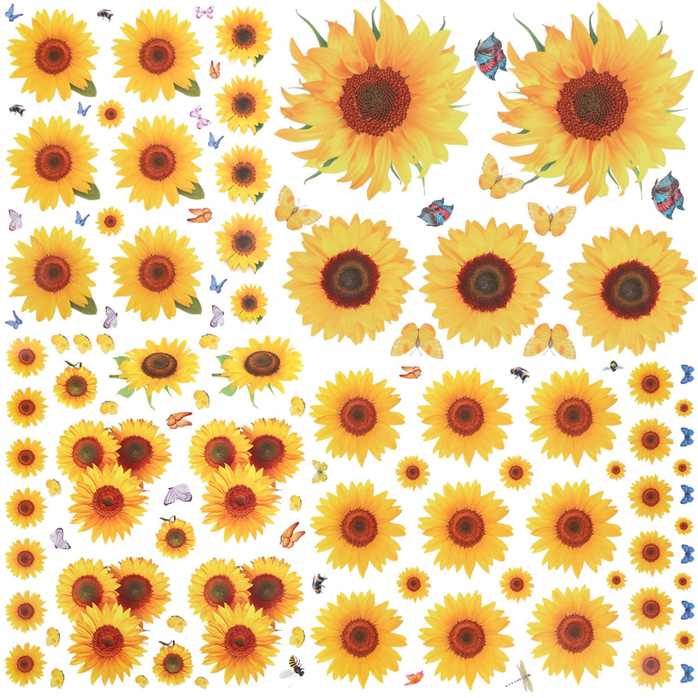 Prudiut sunflower wall sticker pack with four sheets for versatile decor