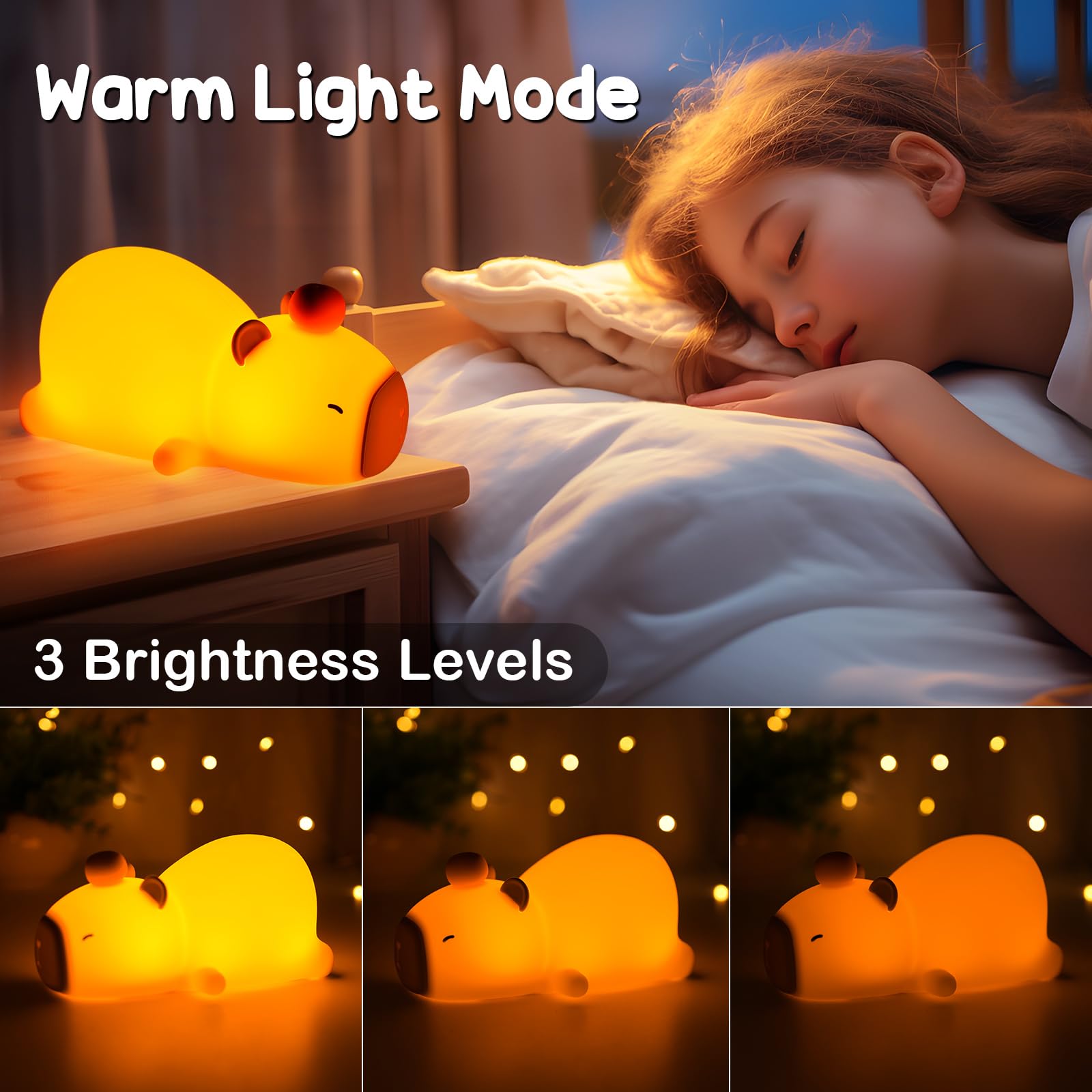 PSDRIQQ Capybara night light offers color cycle options for playful mood lighting