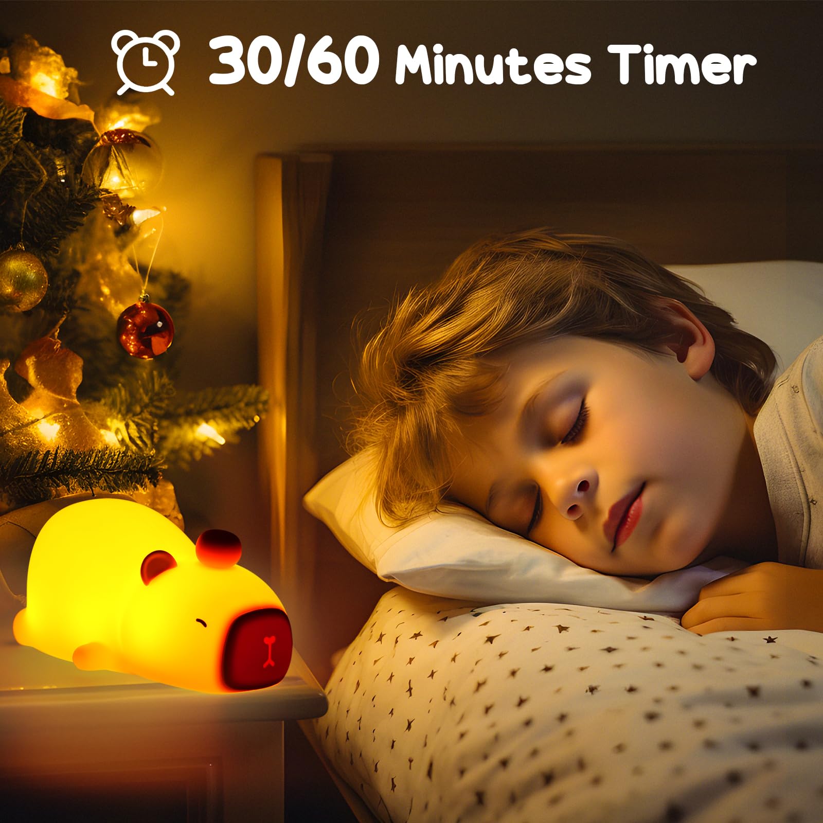 PSDRIQQ Capybara night light includes a timer for auto-off after bedtime