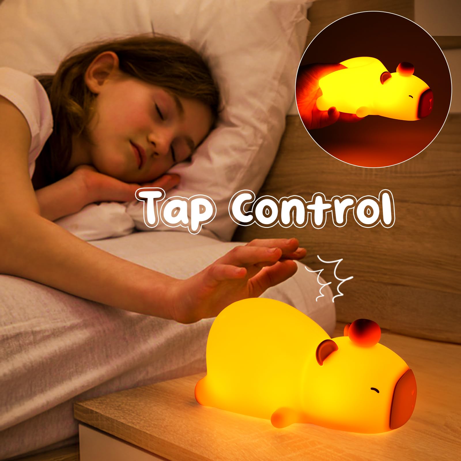 PSDRIQQ Capybara night light is USB-C rechargeable for cordless convenience