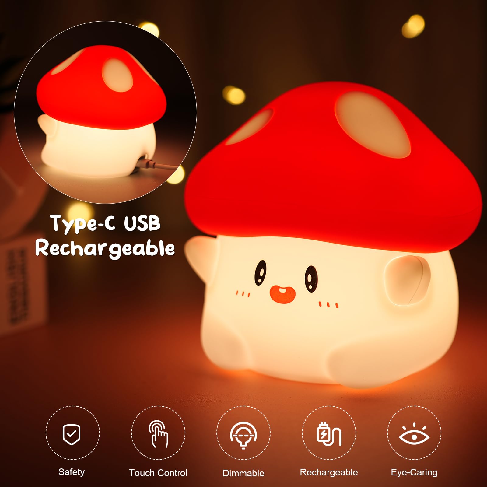 PSDRIQQ silicone lamp responds to touch for easy brightness control.