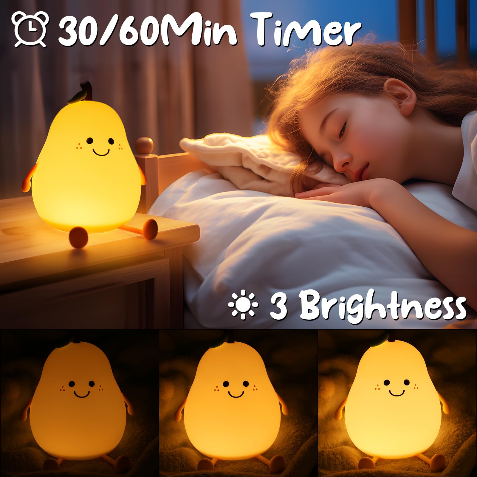 PSDriQQ tap-control night light with easy on/off and color change