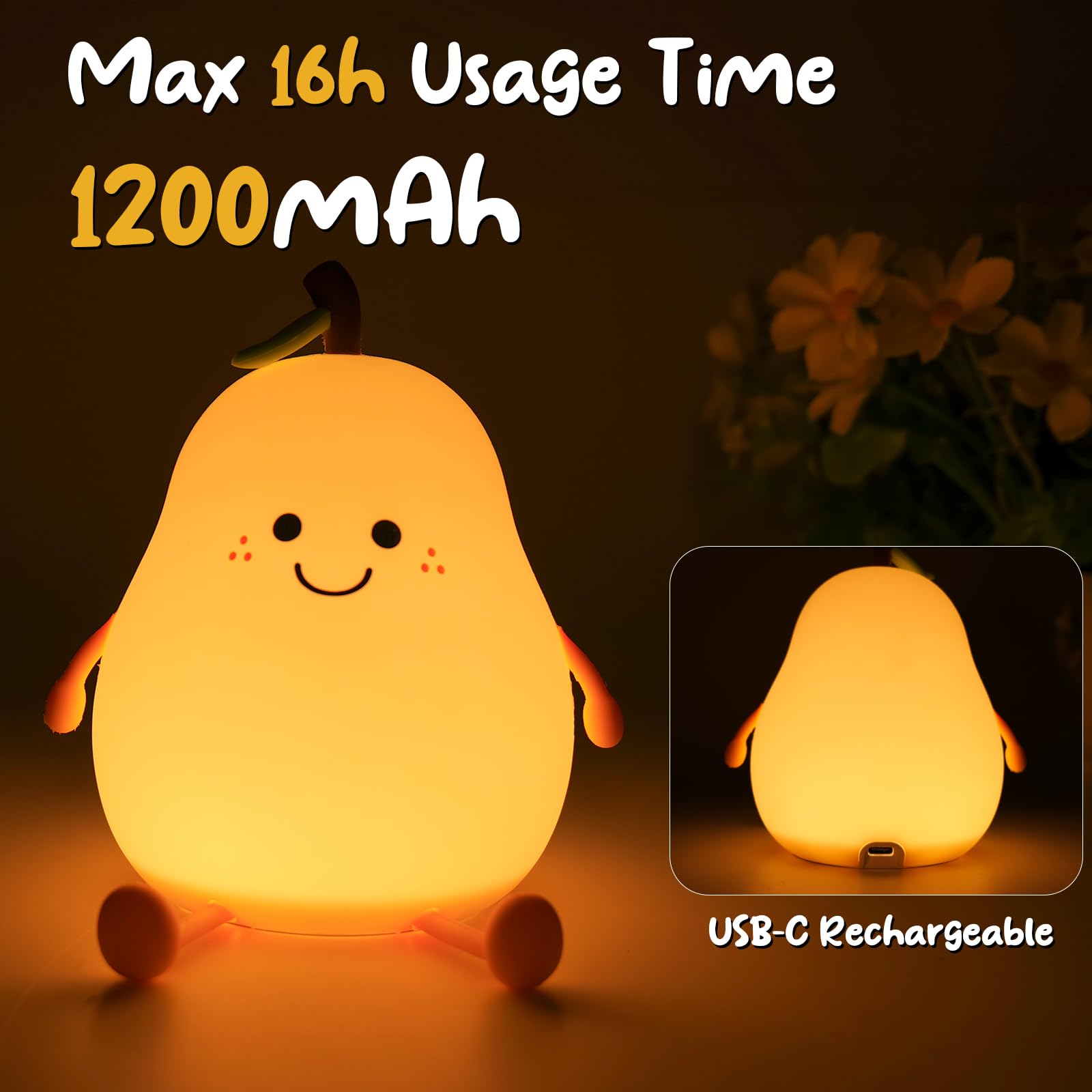 PSDriQQ USB rechargeable night light with long-lasting battery
