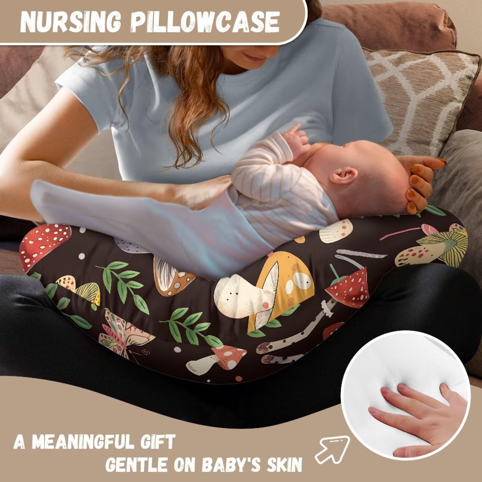 Psesaysky universal 22 x 18 inch size fits most nursing pillows.