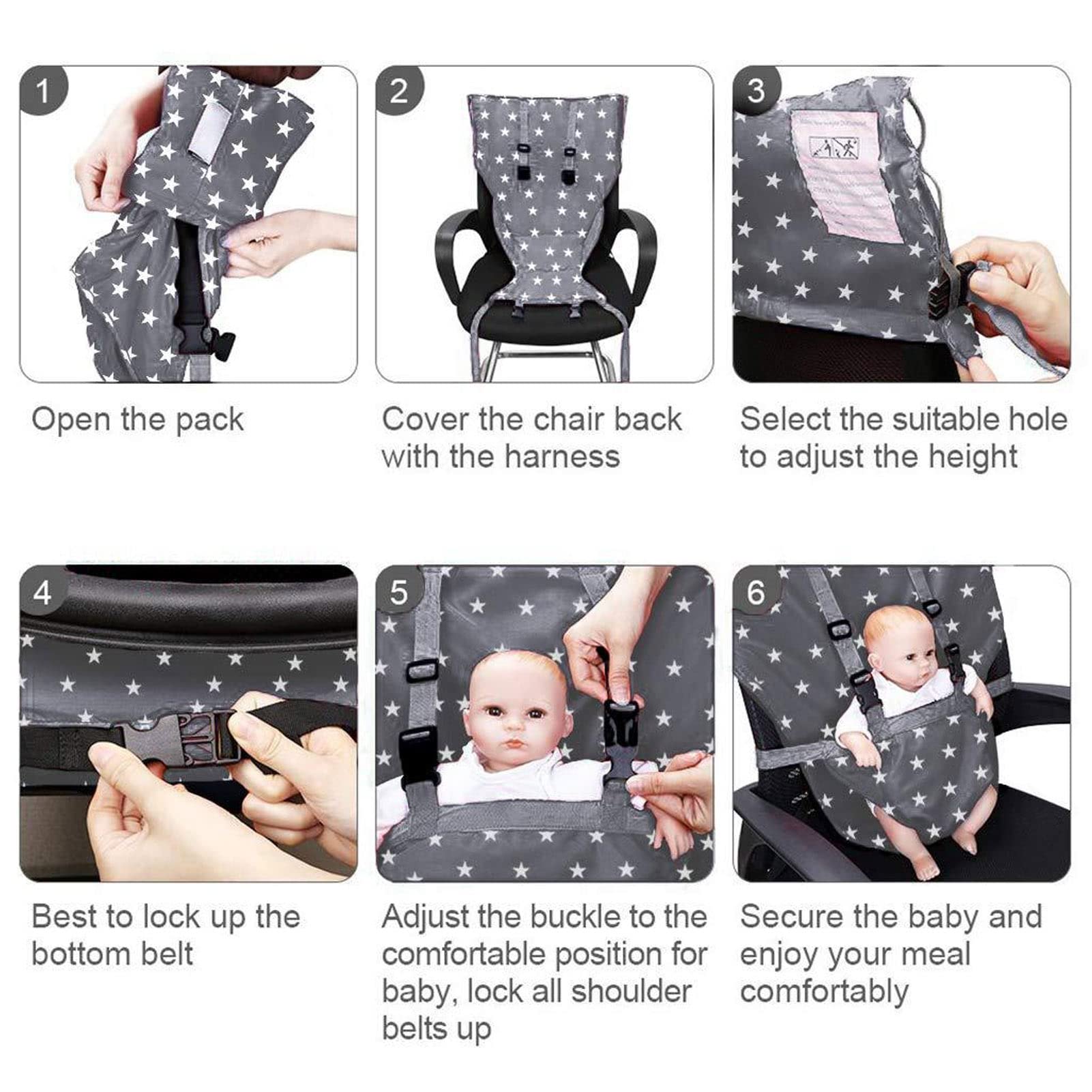 Pssopp adjustable strap highlights comfortable fit during meals.