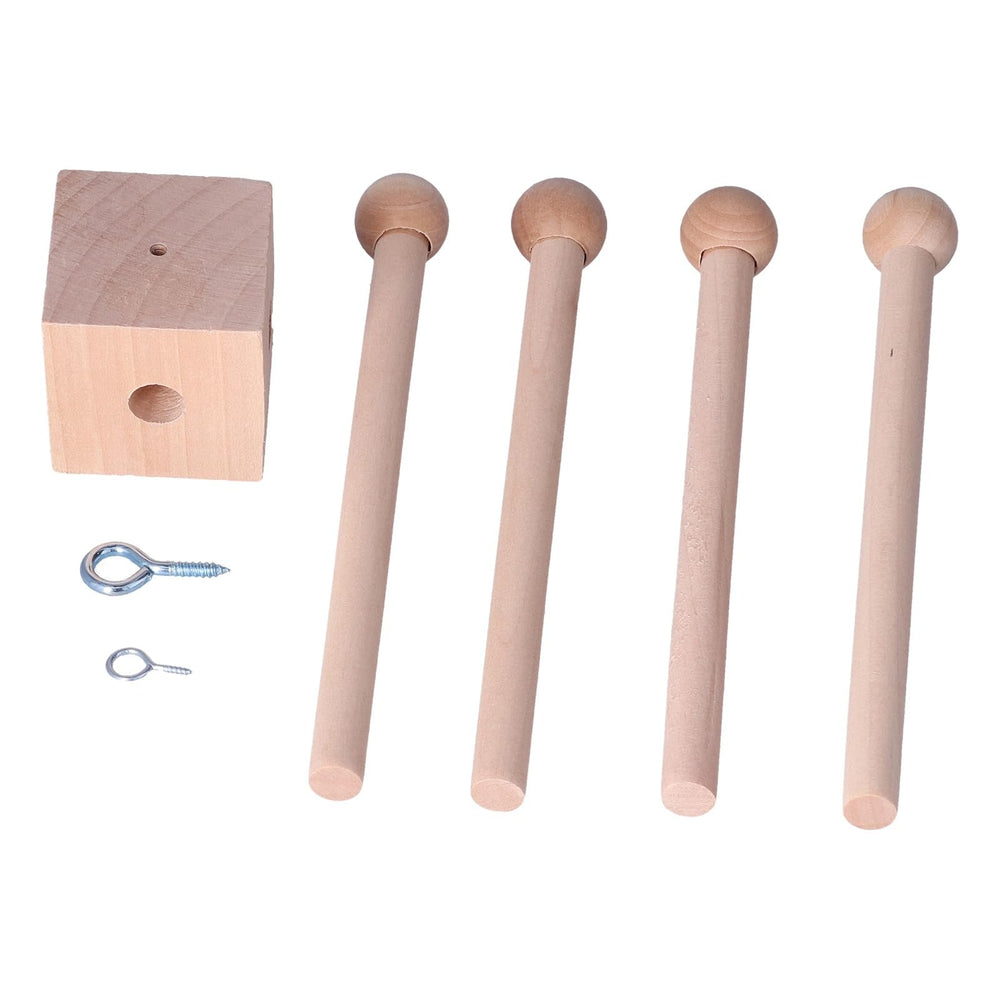 Pssopp wood-block-and-sticks kit enables customizable wind chimes and mobiles.