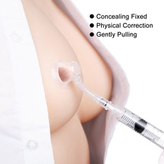 Pssopp nipple aspirator in use demonstrates non-surgical approach to nipple shaping.